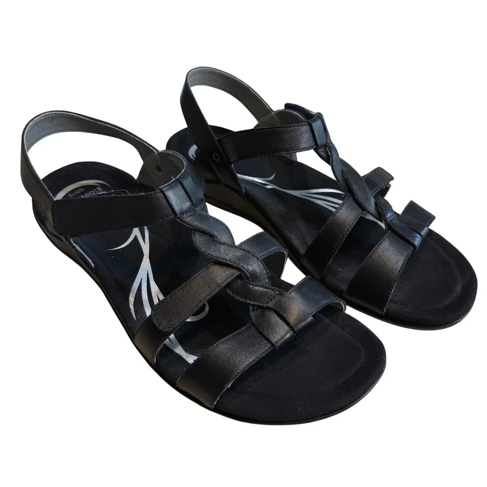 Abeo B.I.O.system WN10 Black Leather Strappy Slingback Sandals Womens 10N NWOT